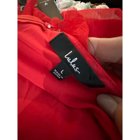 NWT Lulus Red V-Neckline Tied Back Maxi Dress Size Large - Picture 10 of 10